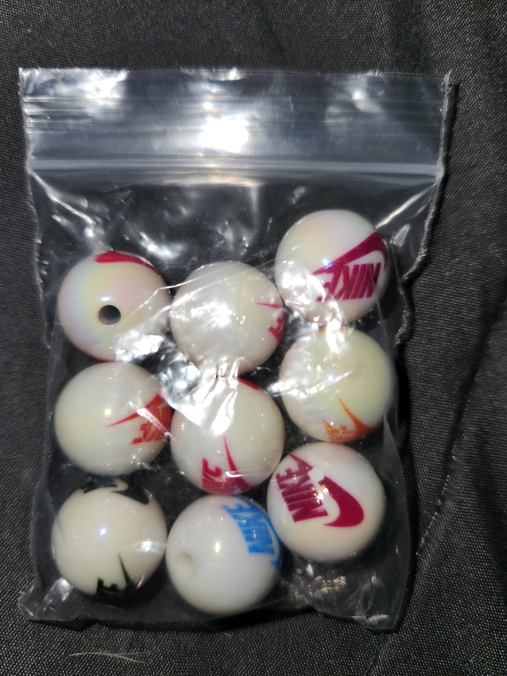 Nike Logo Beads - White with Multicolor Logos